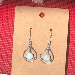 Natural Larimar and Sterling Earrings